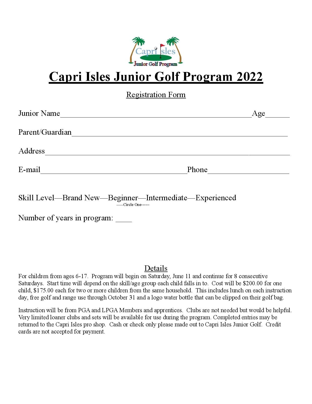 Junior Golf Registration form 2022 page 001